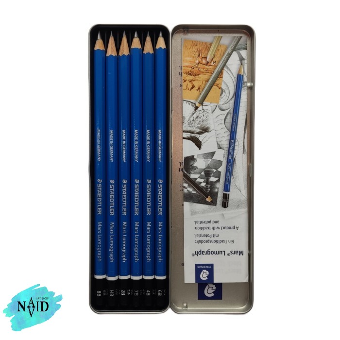 مداد طراحی استدلر لوموگراف آبی ست 6 عددی جعبه فلزی